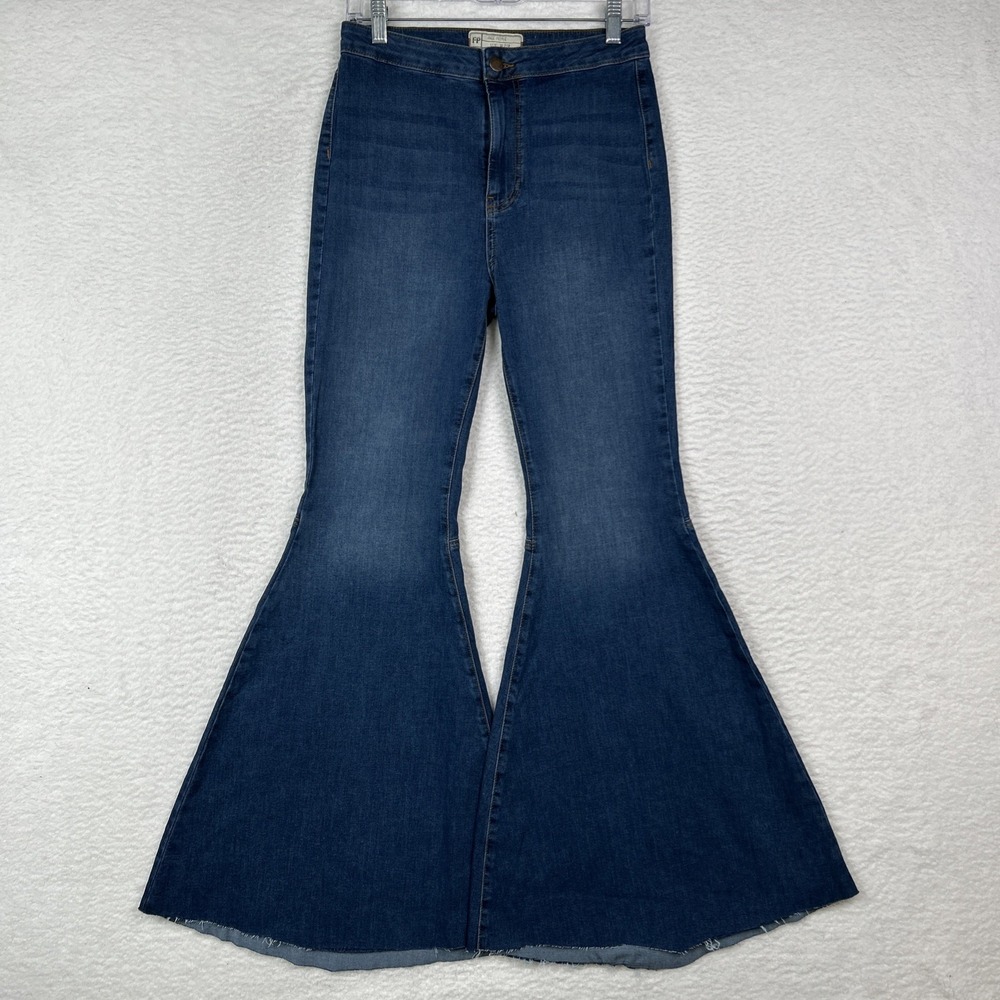 FREE‎ PEOPLE WOMEN'S MID WASH HIGH RISE JUST FLOAT ON FLARE JEANS STRETCH 27R